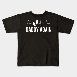 Dad Promoted To Daddy Again Heartbeat New Dad Kids T-Shirt